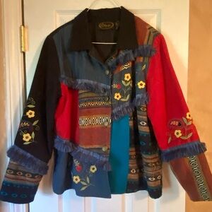 Vibrant Multicolor Embroidered Jean Jacket